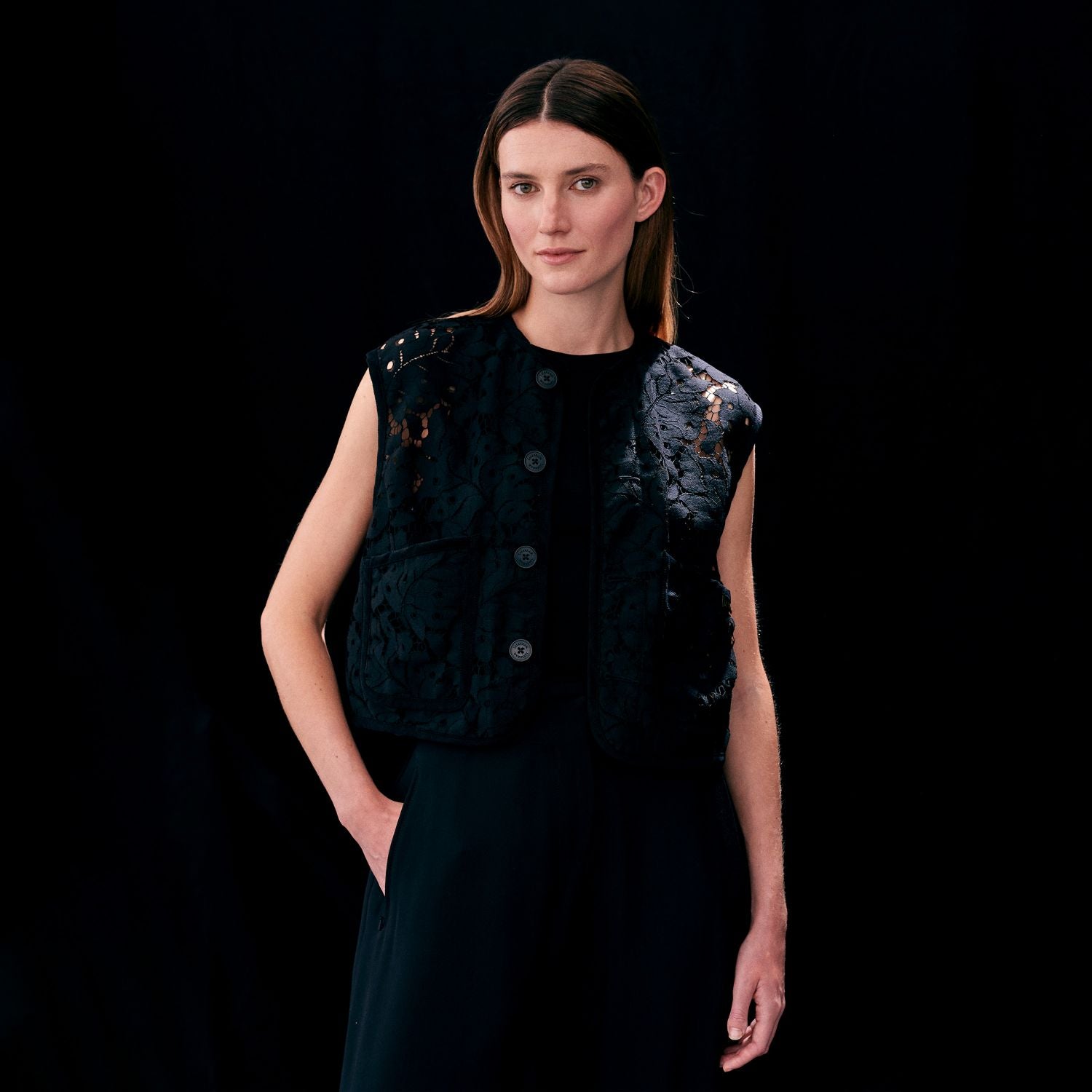 Black Edition Lace Cropped Cocoon Thornham Womens