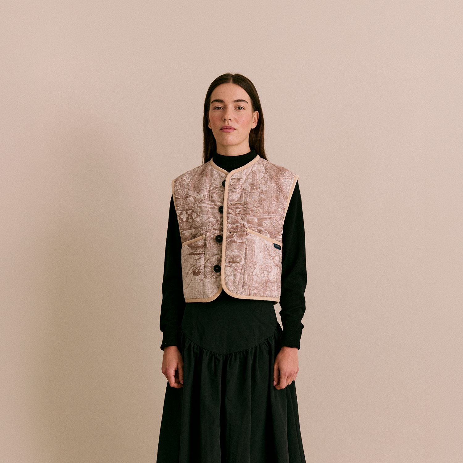 Jacquard Cropped Cocoon Gilet Womens