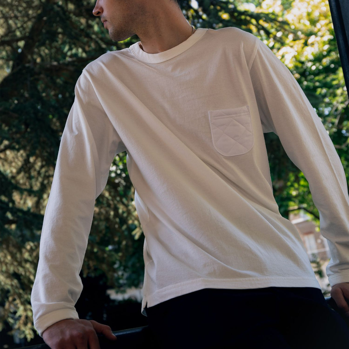 Jackman X Lavenham Lightweight Quilt Pocket L/S Tee Mens 